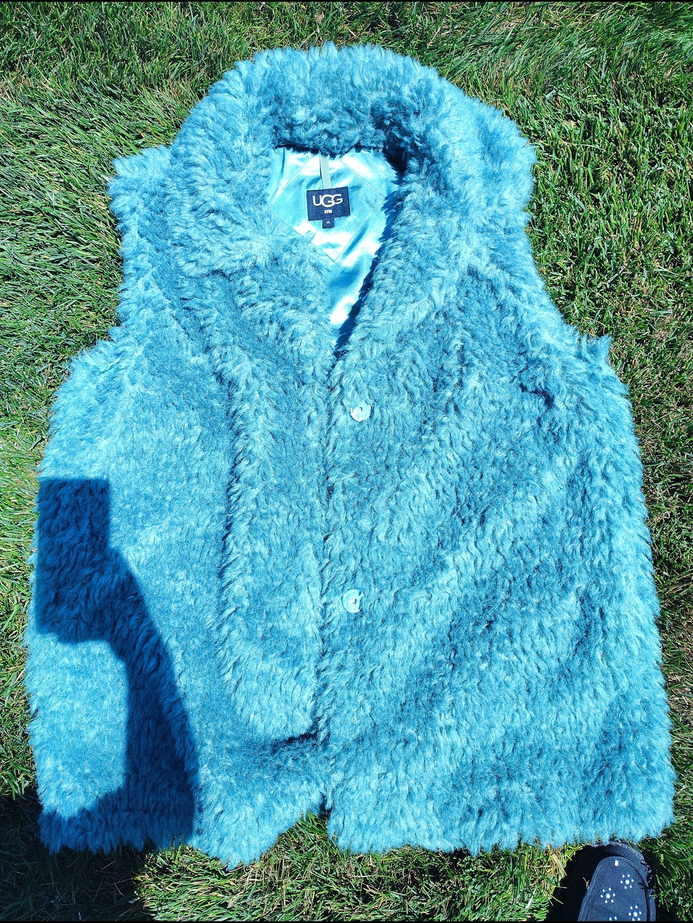UGG Plush Faux Fur Vest in Bright Teal